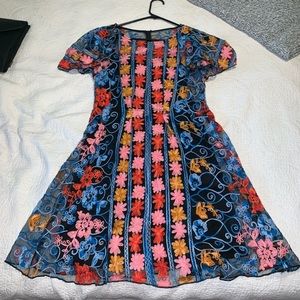 Anthropologie mesh embroidered dress